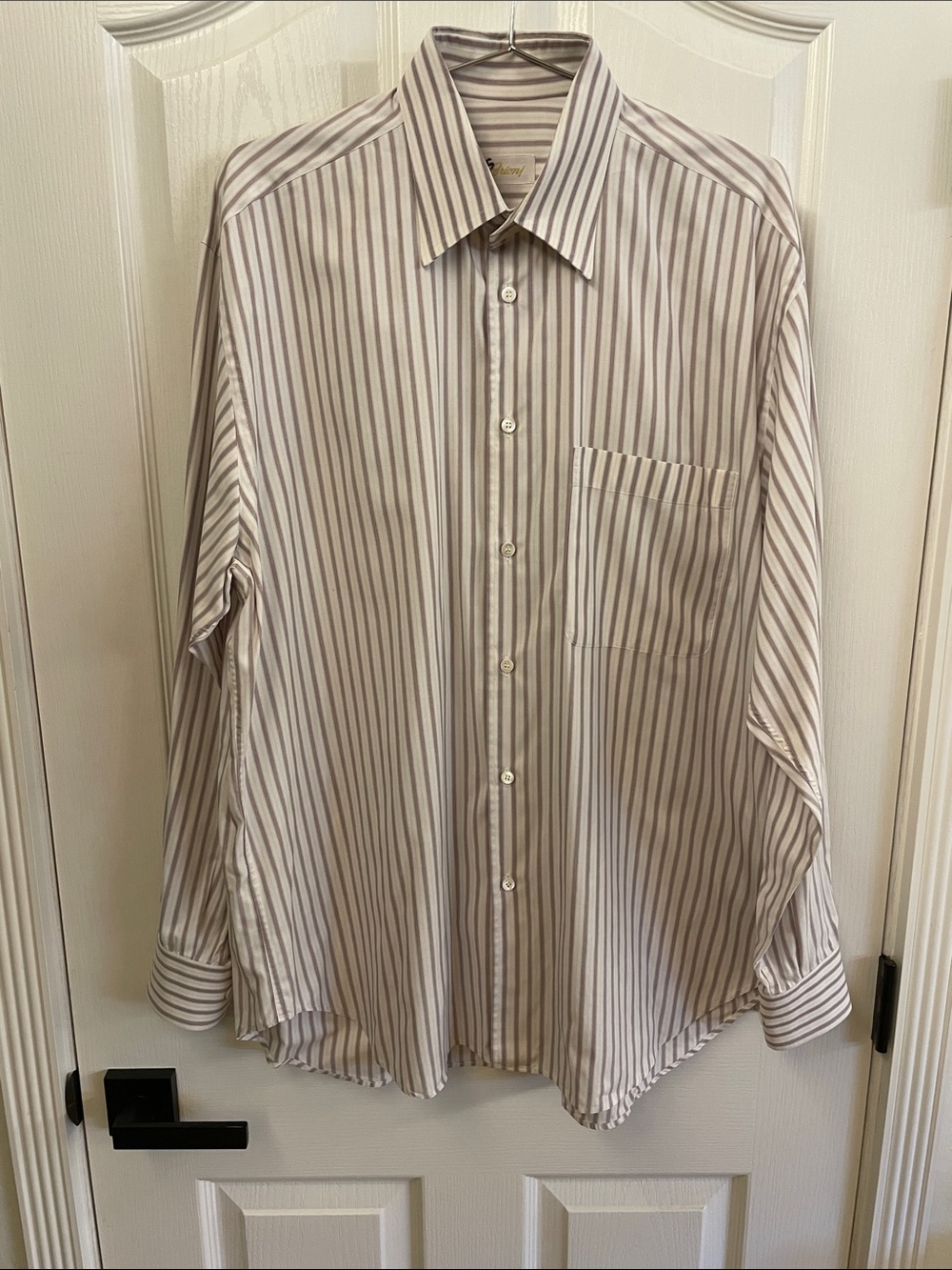 Brioni - Men's Cotton Pinstripe Point Collar Dress Shirt
